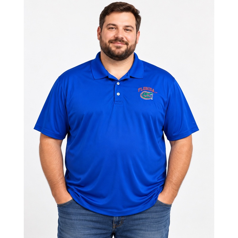 Russell Athletic Florida Gators Polo Shirt Mens 2XL Blue Performance Polo
